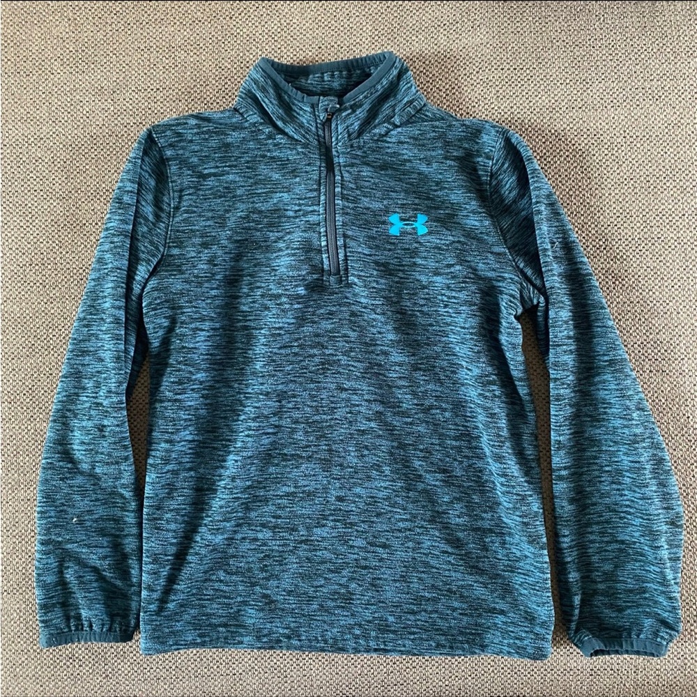 💧 Under Armour Boy’s Quarter‑Zip Top | Teal Heather | Size Medium